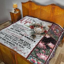 Personalized Protea To My Wife From Husband See Yourself Through My Eyes Quilt Great Customized Gifts For Birthday Christmas Thanksgiving MotherS Day and Home Decor