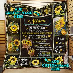 Personalized Remember Whose Daughter You Are, Turtle Quilt Blanket and Home Decor