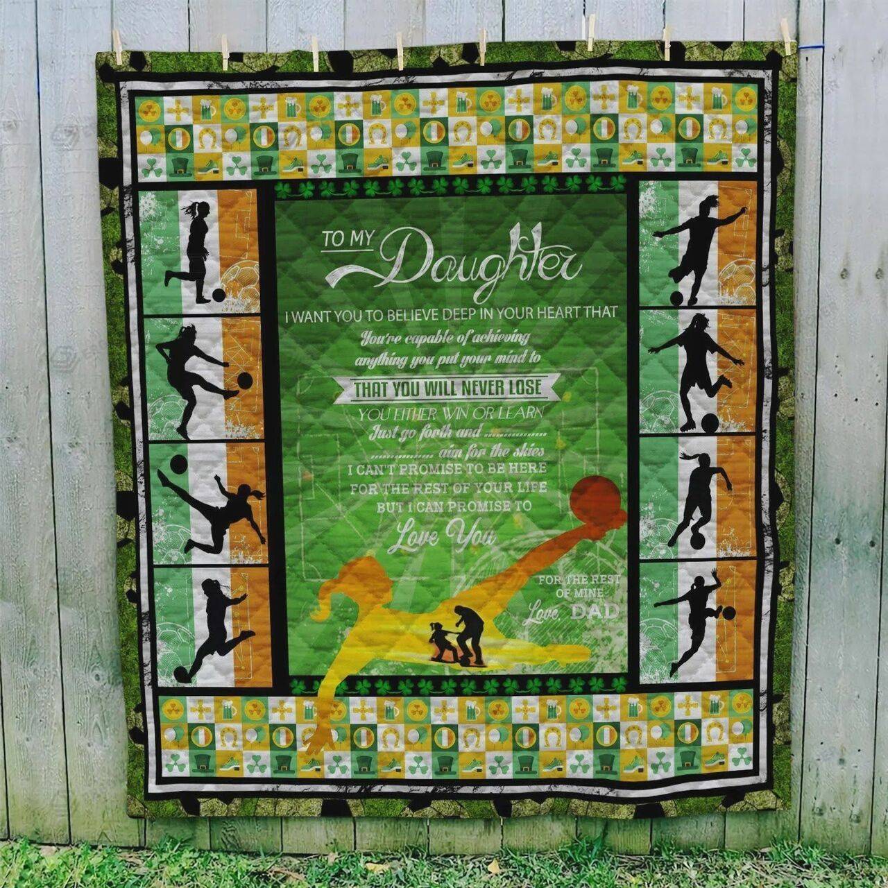 Personalized Soccer To My Daughter Quilt Blanket From Dad I Can Promise To Love You For The Rest Of Mine Great Customized Blanket Gifts For Birthday Christmas Thanksgiving and Home Decor