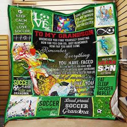 Personalized Soccer To My Grandson From Grandma Whenever You Find Yourself Quilt Blanket Great Customized Gifts For Birthday Christmas Thanksgiving and Home Decor