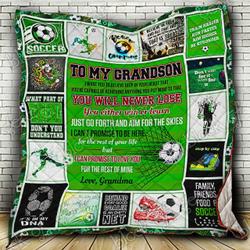 Personalized Soccer To My Grandson Quilt Blanket From Grandma I Can Promise To Love You For The Rest Of Mine Great Customized Blanket Gifts For Birthday Christmas Thanksgiving and Home Decor