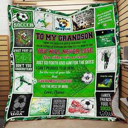 Personalized Soccer To My Grandson Quilt Blanket From Nana You Will Never Lose You Either Win Or Learn Great Customized Blanket Gifts For Birthday Christmas Thanksgiving and Home Decor