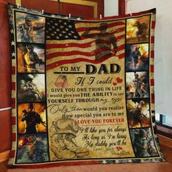 Personalized Soldier To My Dad Quilt Blanket From Daughter I Love You Forever Great Customized Blanket Gifts For Birthday Christmas Thanksgiving FatherS Day and Home Decor