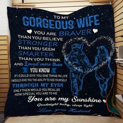 Personalized Soldier To My Wife From Husband You Are Braver Quilt Blanket Great Customized Gifts For Birthday Christmas Thanksgiving Wedding ValentineS Day and Home Decor