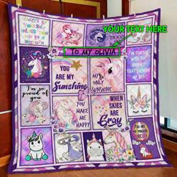 Personalized Sunshine Unicorn Quilt Blanket and Home Decor