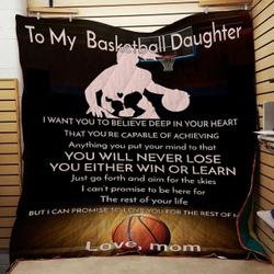 Personalized To My Basketball Daughter Quilt Blanket From Mom I Can Promise To Love You For The Rest Of Mine Great Customized Blanket Gifts For Birthday Christmas Thanksgiving and Home Decor