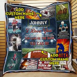 Personalized To My Boy, Football Quilt Blanket and Home Decor