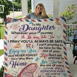 Personalized To My Daughter From Dad I Love You Forever And Always Quilt Blanket Great Customized Gifts For Birthday Christmas Thanksgiving and Home Decor