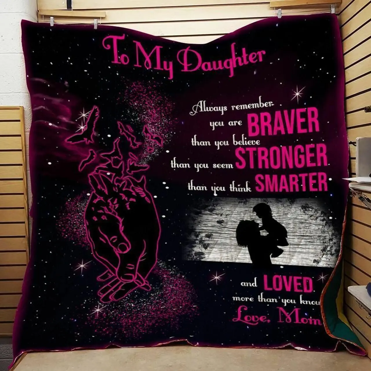 Personalized To My Daughter From Mom Remember You Are Braver Quilt Blanket Great Customized Gifts For Birthday Christmas Thanksgiving and Home Decor