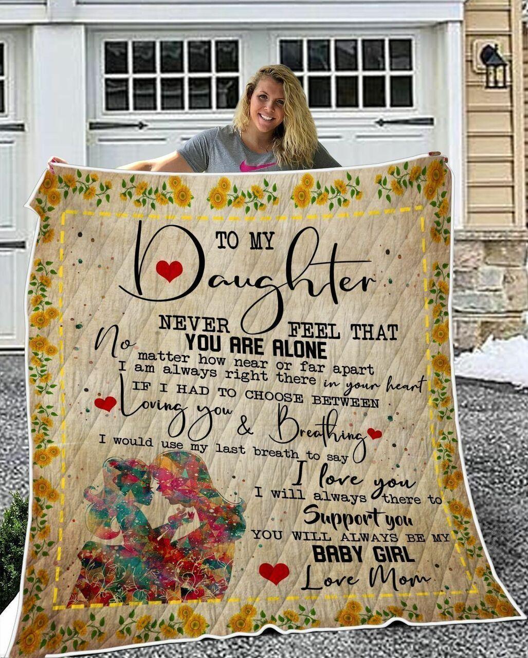Personalized To My Daughter Quilt Blanket From Mom I Will Always There To Support You Great Customized Blanket Gifts For Birthday Christmas Thanksgiving and Home Decor