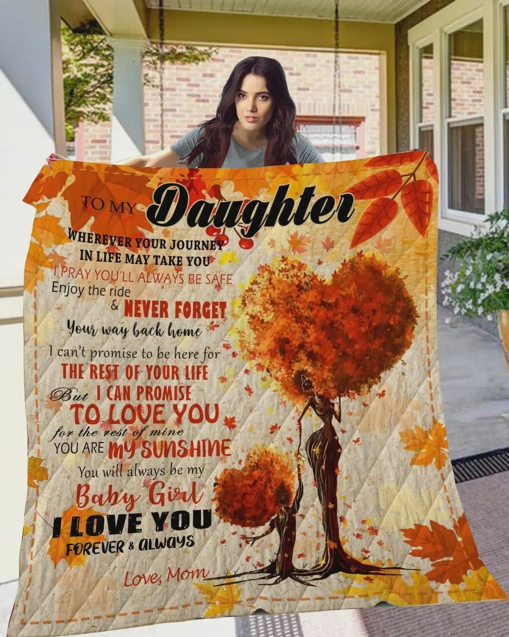 Personalized To My Daughter Quilt Blanket From Mom You Will Always My Baby Girl Great Customized Blanket Gifts For Birthday Christmas Thanksgiving and Home Decor