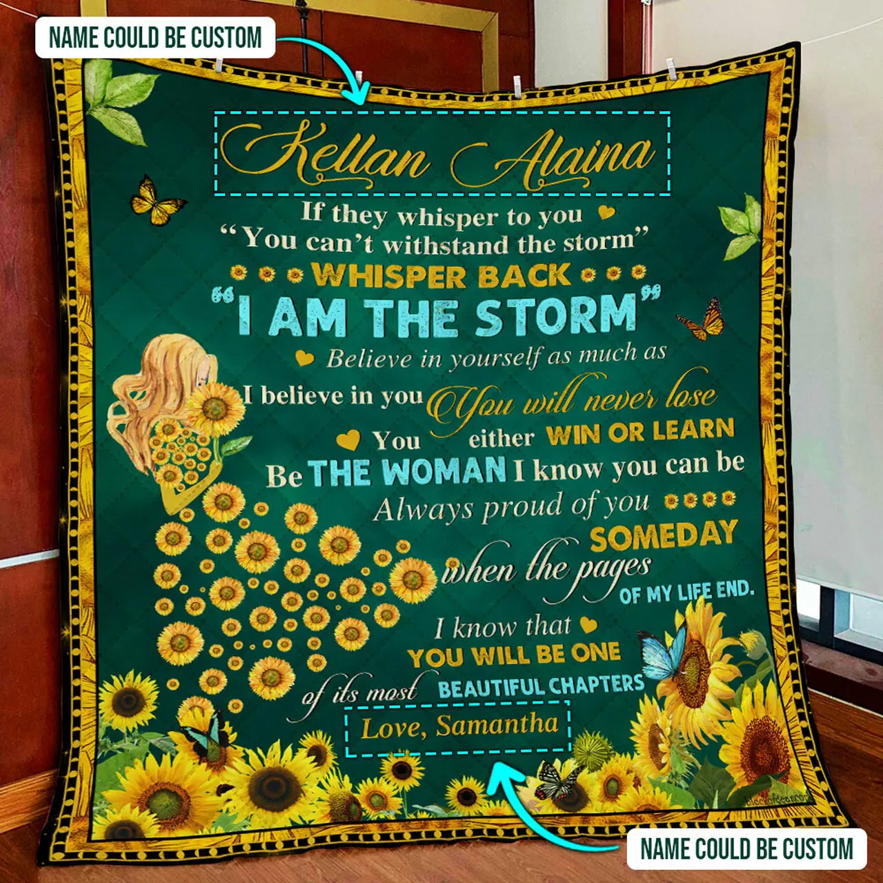 Personalized To My Girl, Be The Woman I Know You Can Be Quilt Blanket and Home Decor