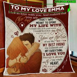 Personalized To My Girlfriend, You Are The Love Of My Life Custom Text Quilt Blanket and Home Decor