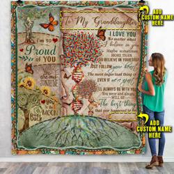 Personalized To My Granddaughter Custom Name Quilt Blanket and Home Decor
