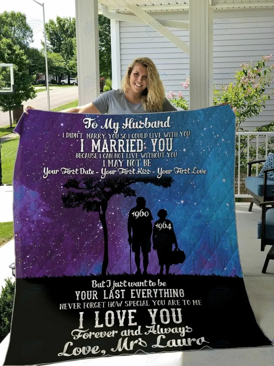 Personalized To My Husband From Wife I Love You Forever And Always Quilt Blanket Great Customized Gifts For Birthday Christmas Thanksgiving and Home Decor