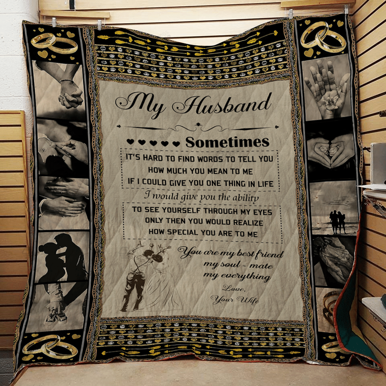 Personalized To My Husband From Wife ItS Hard To Find Words Quilt Blanket Great Customized Gifts For Birthday Christmas Thanksgiving Wedding ValentineS Day and Home Decor