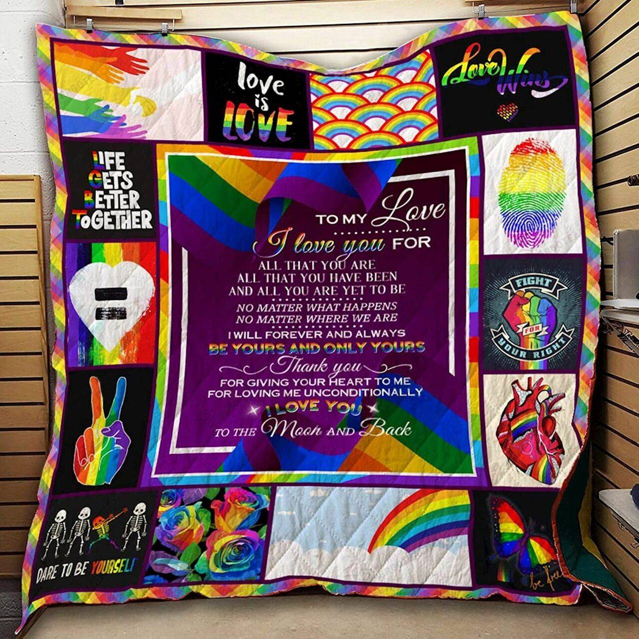 Personalized To My Love I Love You To The Moon And Back Quilt Blanket Great Customized Blanket Gifts For Birthday Christmas Thanksgiving and Home Decor