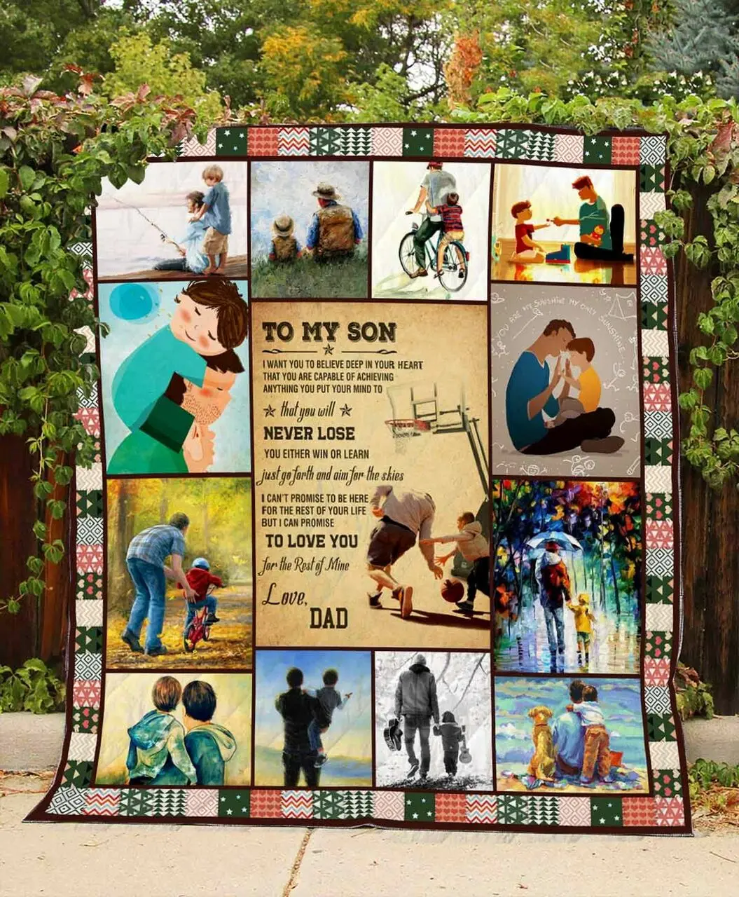 Personalized To My Son From Dad Just Go Forth Quilt Blanket Great Customized Gifts For Birthday Christmas Thanksgiving Perfect Gifts For Son and Home Decor