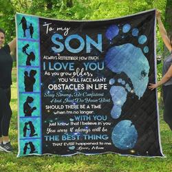 Personalized To My Son Quilt Blanket From Mom Always Remember How Much I Love You Great Customized Blanket Gifts For Birthday Christmas Thanksgiving and Home Decor