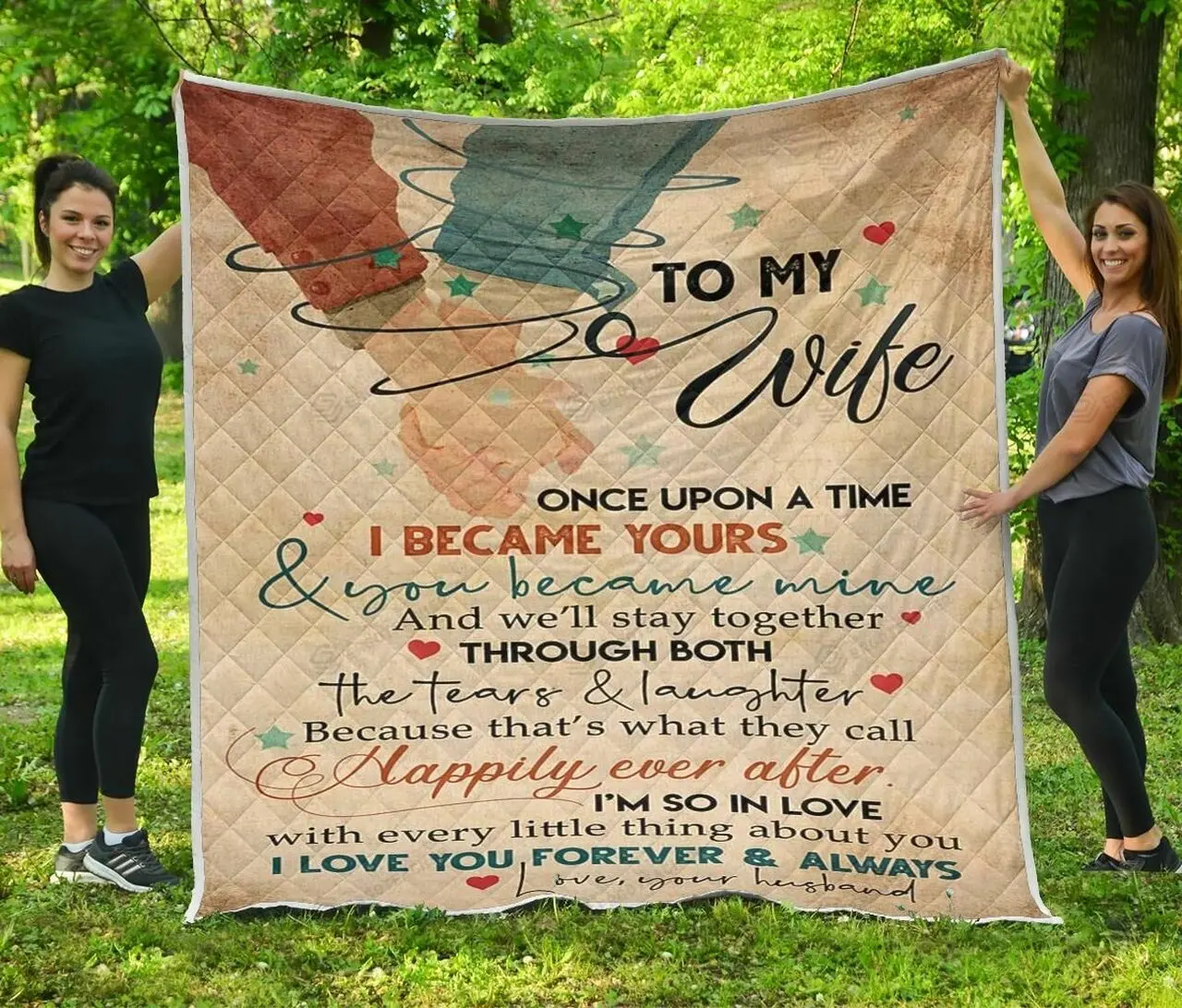 Personalized To My Wife From Husband Once Upon A Time Quilt Blanket Great Customized Gifts For Birthday Christmas Thanksgiving Wedding ValentineS Day and Home Decor