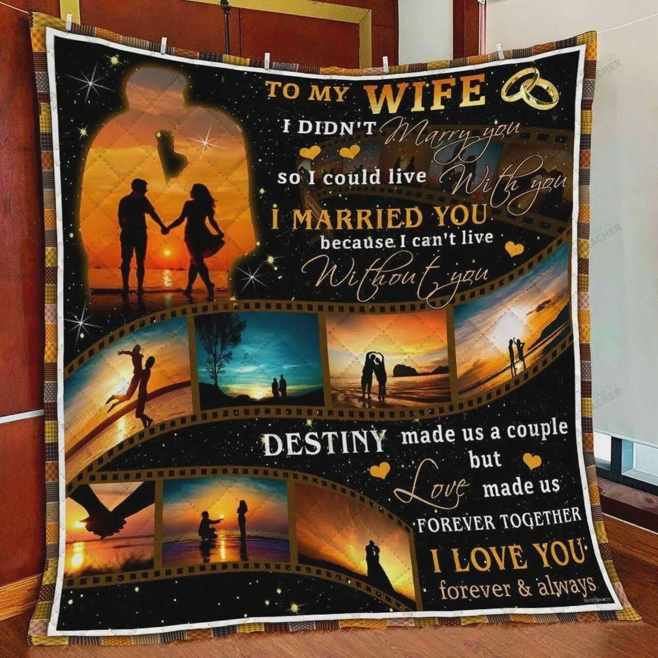 Personalized To My Wife Quilt Blanket I Love You Forever And Always Great Customized Blanket Gifts For Birthday Christmas Thanksgiving and Home Decor