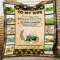 Personalized Tractor And Sunflower To My Wife From Husband I Love You To The Moon Quilt Great Customized Gifts For Birthday Christmas Thanksgiving MotherS Day and Home Decor