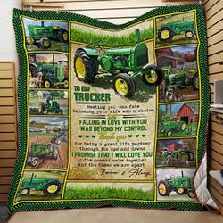 Personalized Trucker To My Husband Quilt Blanket From Wife I Promise That I Will Love You Great Customized Blanket Gifts For Birthday Christmas Thanksgiving and Home Decor
