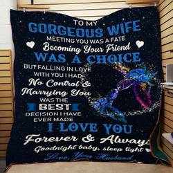 Personalized Turtle To My Wife From Husband Meeting You Was A Fate Quilt Blanket Great Customized Gifts For Birthday Christmas Thanksgiving Wedding ValentineS Day and Home Decor