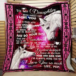 Personalized Unicorn To My Daughter From Mom Never Forget That I Love You Quilt Blanket Great Customized Gifts For Birthday Christmas Thanksgiving and Home Decor