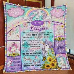 Personalized Unicorn To My Daughter Quilt Blanket From Mom You Will Always Be My Baby Girl Great Customized Blanket Gifts For Birthday Christmas Thanksgiving and Home Decor