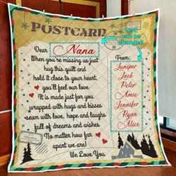 Personalized We Love You Postcard Quilt Blanket and Home Decor