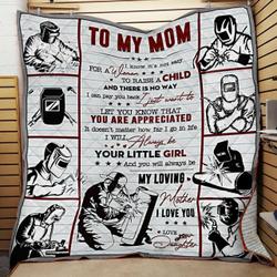 Personalized Welder To Mom From Daughter I Know ItS Not Easy Quilt Blanket Great Customized Gifts For Birthday Christmas Thanksgiving MotherS Day and Home Decor