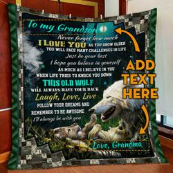 Personalized Wolf Boy Quilt Blanket and Home Decor