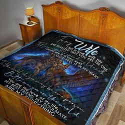 Personalized Wolf Couple To My Wife From Husband I Fell In Love With You Quilt Great Customized Gifts For Birthday Christmas Thanksgiving MotherS Day and Home Decor