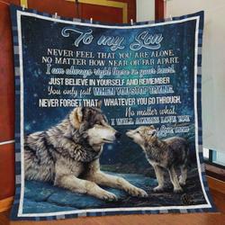 Personalized Wolf Family To My Son Quilt Blanket From Mom I Will Always Love You Great Customized Blanket Gifts For Birthday Christmas Thanksgiving and Home Decor