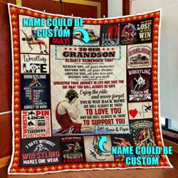 Personalized Wrestling Quilt Blanket and Home Decor