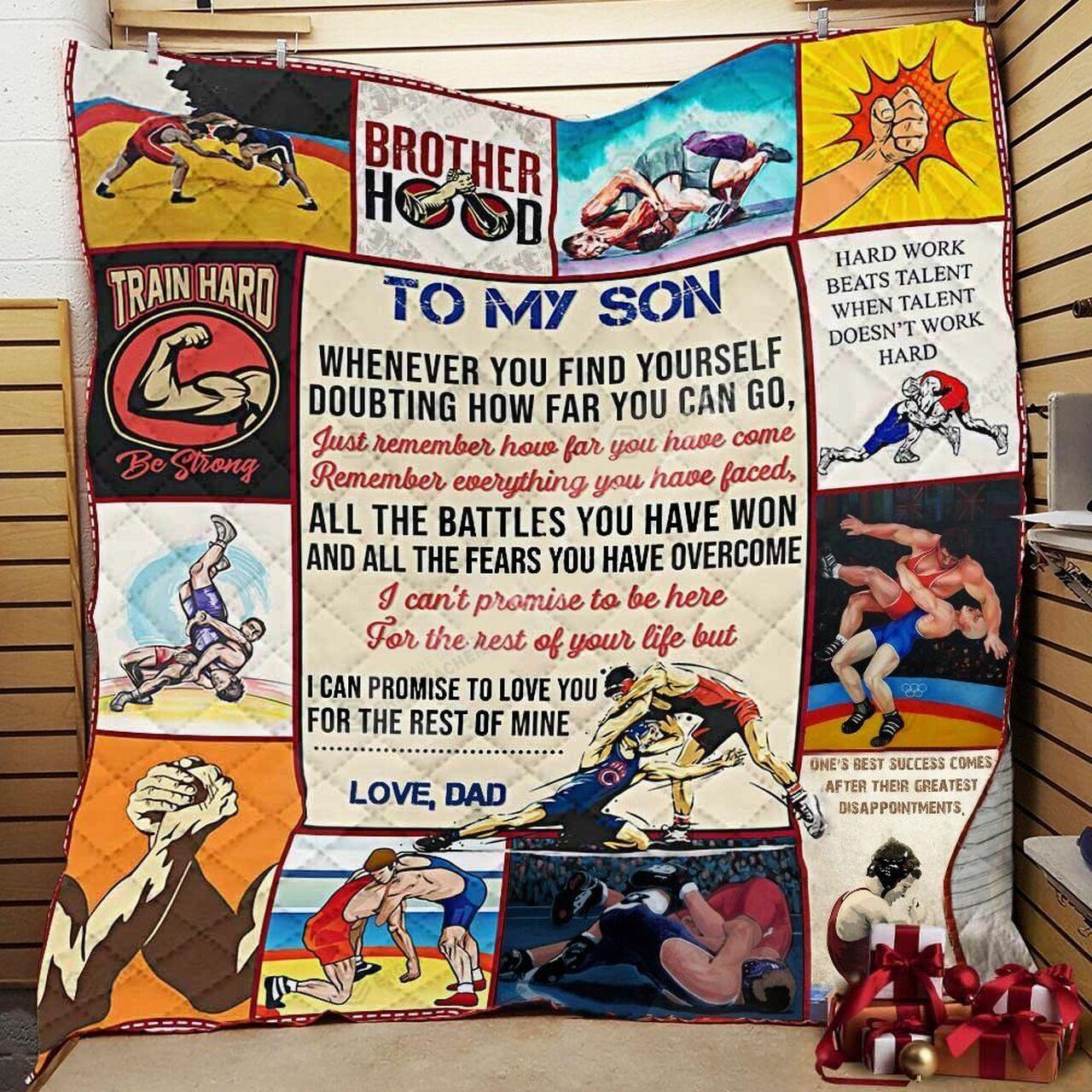 Personalized Wrestling To My Son From Dad Whenever You Find Yourself Quilt Blanket Great Customized Gifts For Birthday Christmas Thanksgiving and Home Decor