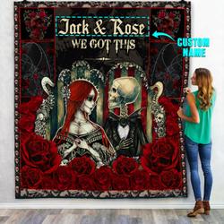 Personalized You And Me We Got This Skull Couple Quilt Blanket and Home Decor