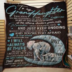 Personlized Elephant To My Granddaughter From Grandma I Will Always Be There Quilt Blanket Great Customized Gifts For Birthday Christmas Thanksgiving and Home Decor