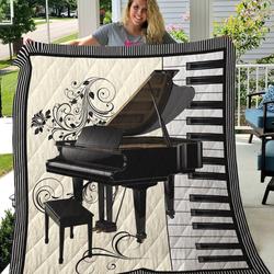 Piano And Keys Quilt Blanket Great Customized Gifts For Birthday Christmas Thanksgiving Perfect Gifts For Piano Lover      and Home Decor