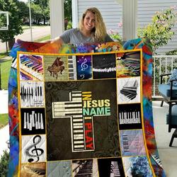 Piano Pianist In Jesus Name I Play Quilt Blanket Great Customized Gifts For Birthday Christmas Thanksgiving Perfect Gifts For Piano Lover and Home Decor