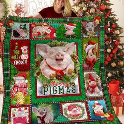 Pig Christmas Bbb221051Mh Quilt Blanket and Home Decor