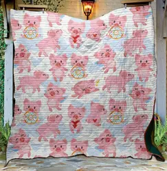 Pig Cl14100393Mdq Quilt Blanket and Home Decor