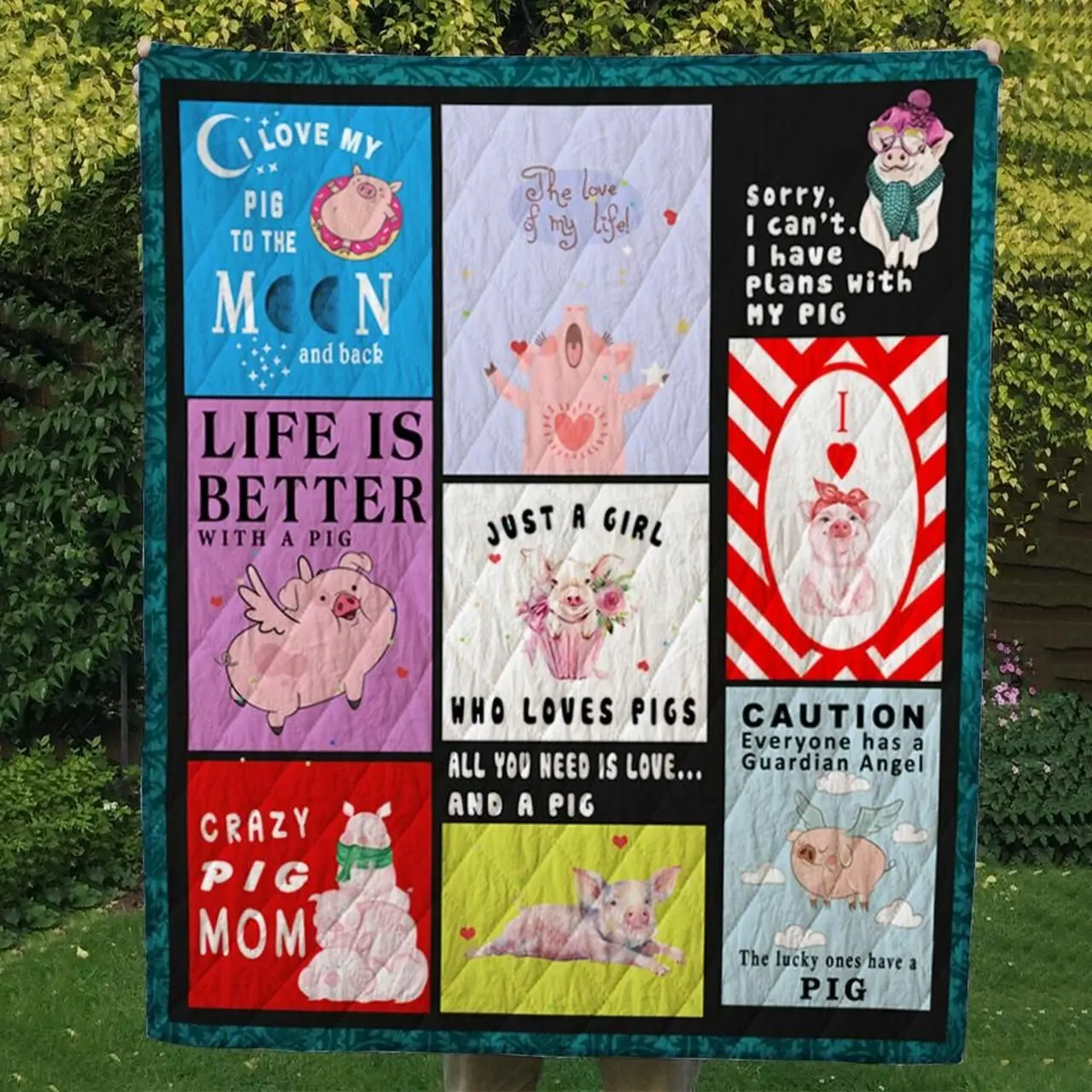 Pig Cl14100411Mdq Quilt Blanket and Home Decor