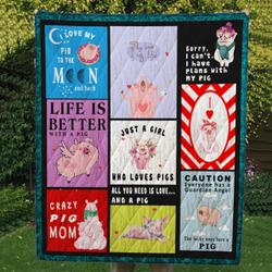 Pig Cl14100411Mdq Quilt Blanket and Home Decor