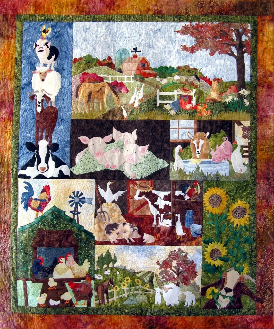 Pig Farm Animals Quilt Tdhal and Home Decor
