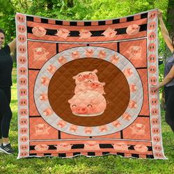 Pig Love While Premium Quilt Blanket  Quilt and Home Decor