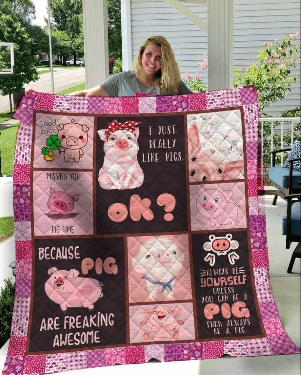 Pig Pigs Are Awesome Quilt Blanket Dhc04011939Dd and Home Decor