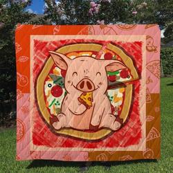 Pig Pizza Funny Quilt Tdhuq and Home Decor