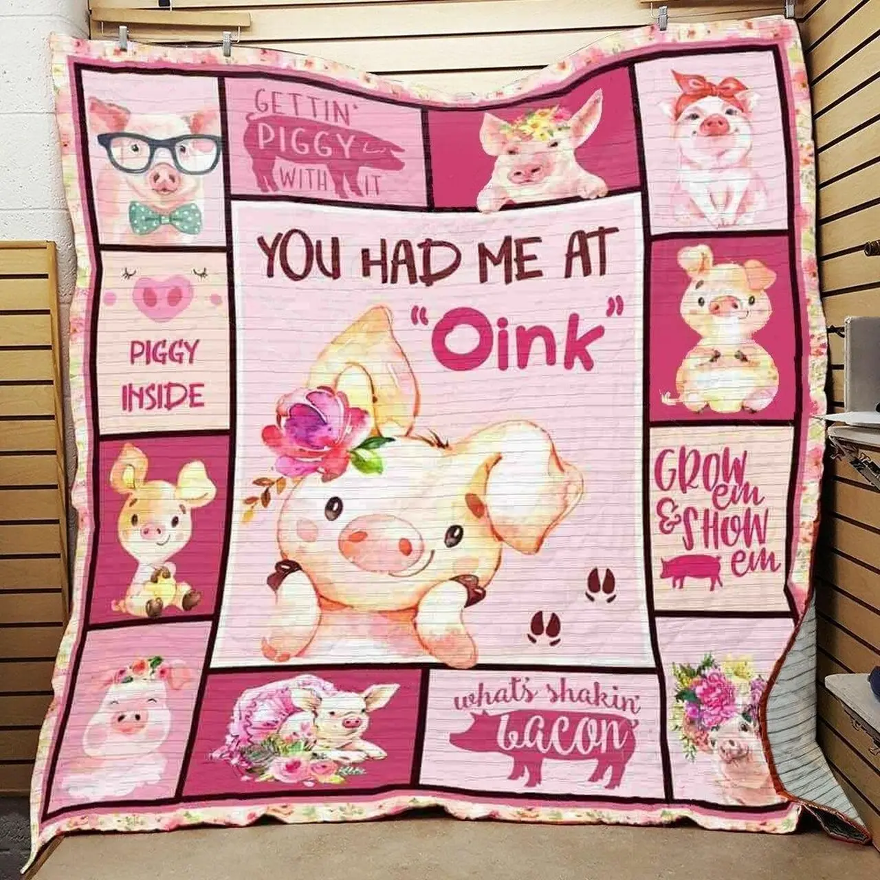 Pig You Had Me At Oink Quilt Blanket Great Customized Blanket Gifts For Birthday Christmas Thanksgiving and Home Decor